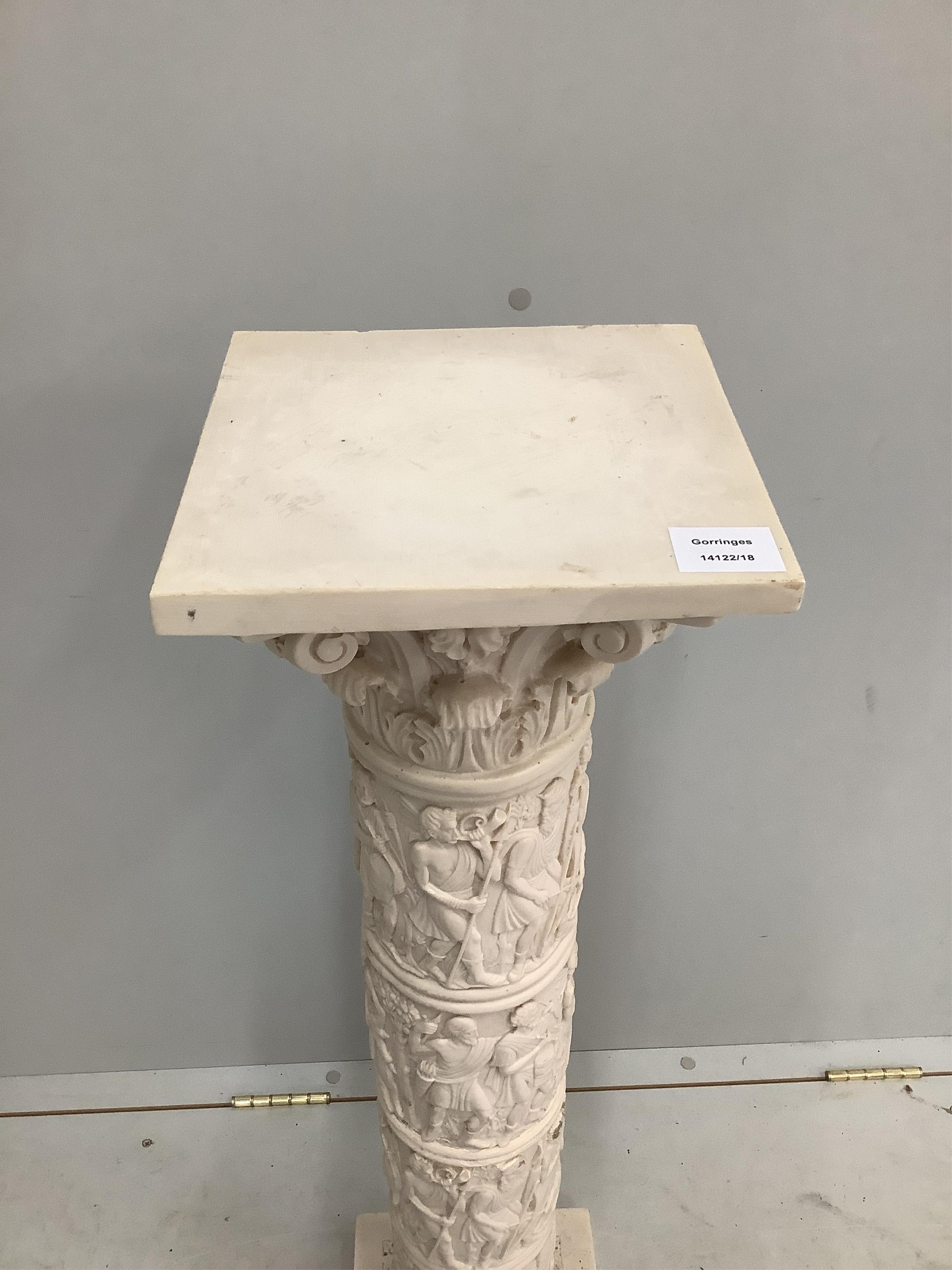 A composition faux marble pedestal, height 95cm